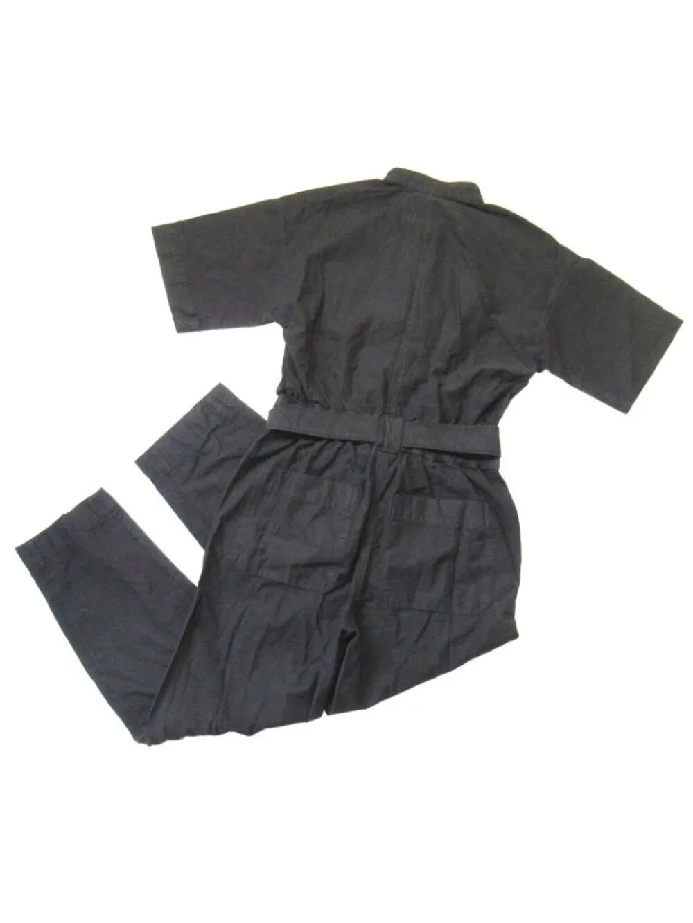 NWT Everlane The Fatigue Short-Sleeve Jumpsuit in Black Belted Cotton Utility 6